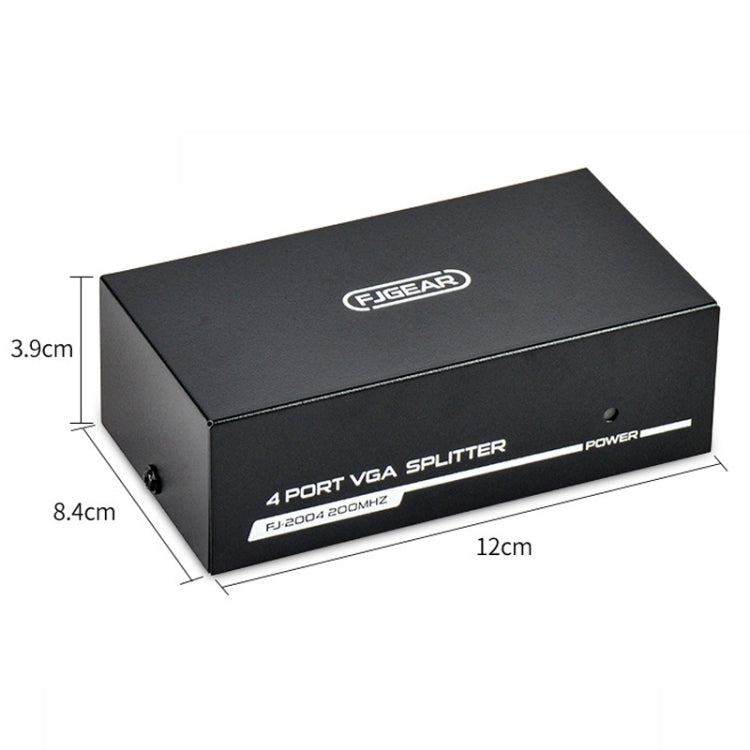 FJGEAR FJ-2004 VGA Splitter 1 In 4 Out Computer Vedio Output Splitter, EU Plug - free shipping - PMC TechLife - Order now!