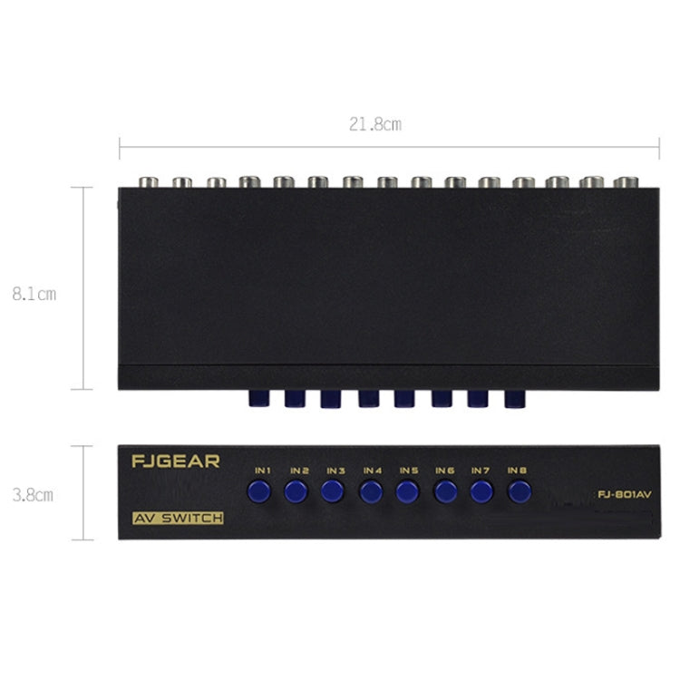 FJGEAR FJ-801AV Audio Video Switcher 8 In 1 Out CVBS Switcher - Switch by FJGEAR | Online Shopping South Africa | PMC Jewellery