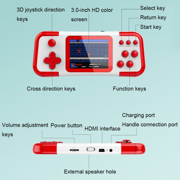 A12 3.0-Inch HD Colorful Screen Retro Handheld Game Console With 666 Built-In Games, Model: Double Red Blue - Pocket Console by PMC Jewellery | Online Shopping South Africa | PMC Jewellery | Buy Now Pay Later Mobicred