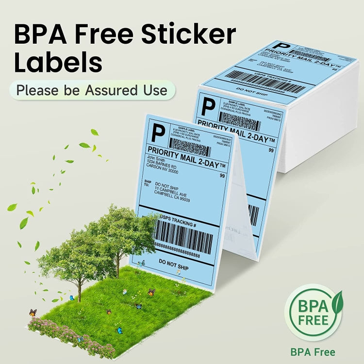 500sheets 4��6 Inch Stickers Thermal Label Paper For Phomemo PM-246S / PM-241BT / D520BT, Style: Folding Light Blue - Printer Accessories by PMC TechLife | Online Shopping South Africa | PMC TechLife | Buy Now Pay Later Mobicred