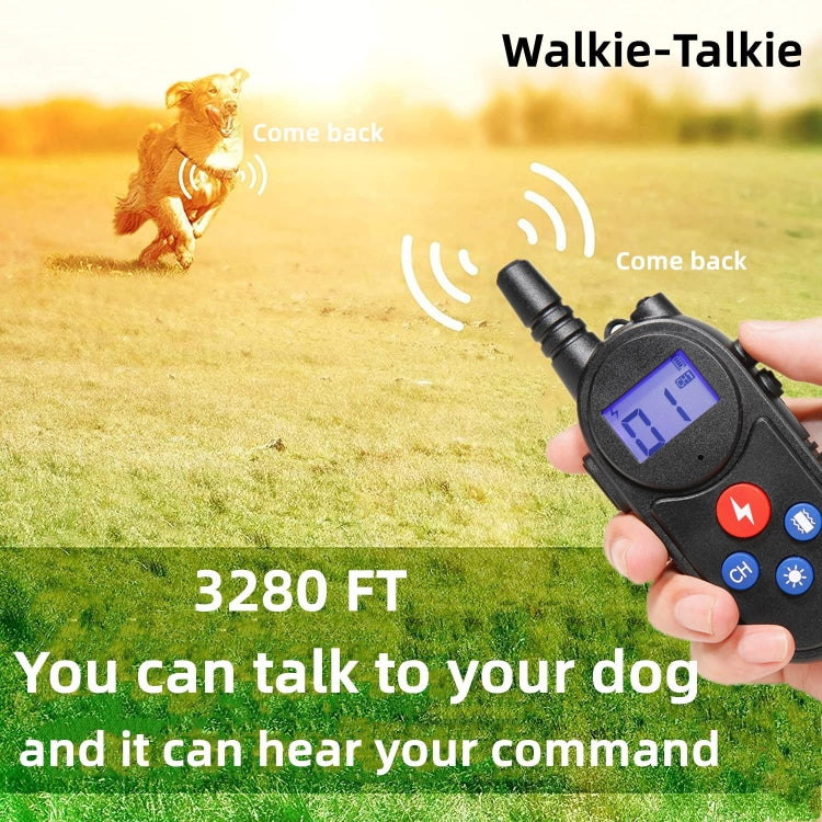 1000m Remote Control Intercom Dog Trainer Electric Shock Vibration Stop Barker(Yellow) - Training Aids by PMC Jewellery | Online Shopping South Africa | PMC Jewellery | Buy Now Pay Later Mobicred