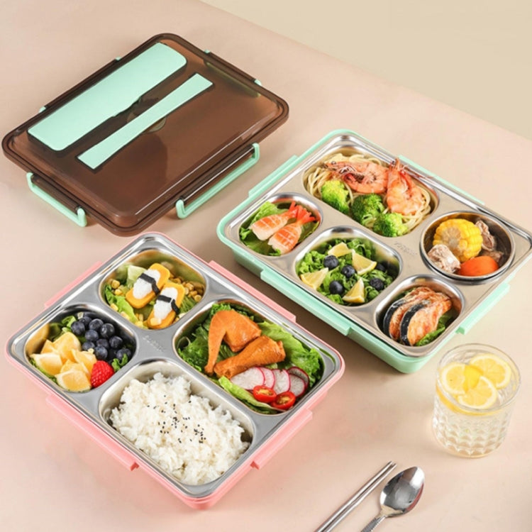 304 Stainless Steel Lunch Box Leakproof Insulated Student Dormitory Bento Box, Spec: 4 Grid Pink - Cutlery Sets by PMC TechLife | Online Shopping South Africa | PMC TechLife