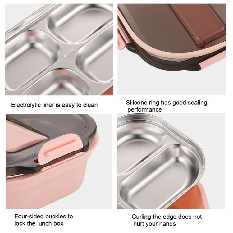 304 Stainless Steel Lunch Box Leakproof Insulated Student Dormitory Bento Box, Spec: 4 Grid Pink - Cutlery Sets by PMC TechLife | Online Shopping South Africa | PMC TechLife