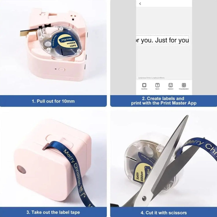 For Phomemo P12 / P12 Pro 12mm x 2m Thermal Transfer Label Ribbon(Black Word On Pink) - Printer Accessories by PMC TechLife | Online Shopping South Africa | PMC TechLife | Buy Now Pay Later Mobicred