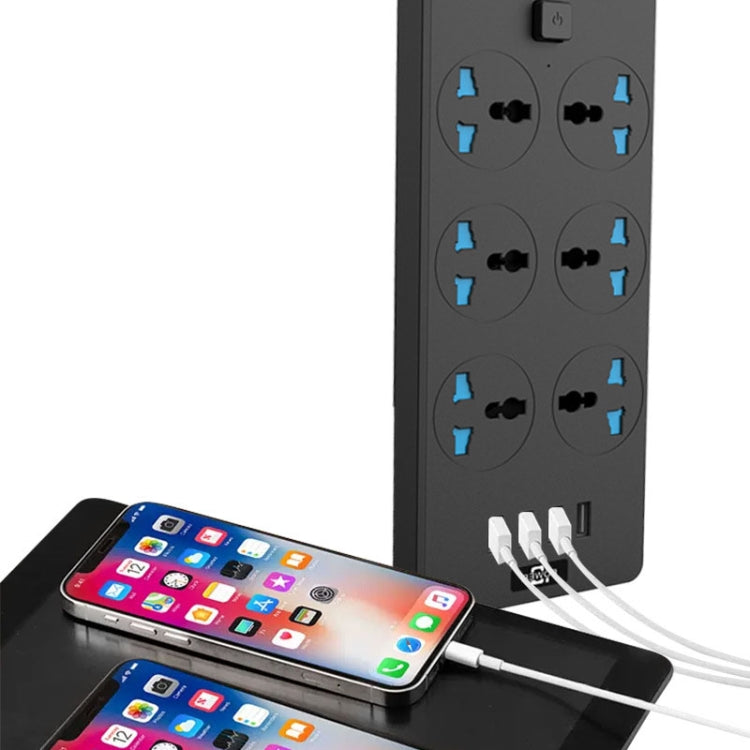 TB-T12 3000W 2m 4-USB Ports + 6-Jacks Multifunctional Flame-Retardant Socket With Switch(EU Plug) - Extension Socket by PMC TechLife | Online Shopping South Africa | PMC TechLife | Buy Now Pay Later Mobicred