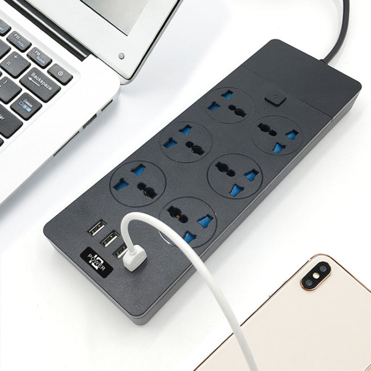 TB-T12 3000W 2m 4-USB Ports + 6-Jacks Multifunctional Flame-Retardant Socket With Switch(EU Plug) - Extension Socket by PMC TechLife | Online Shopping South Africa | PMC TechLife | Buy Now Pay Later Mobicred