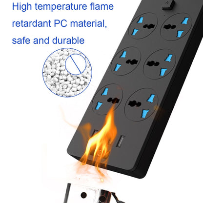 TB-T12 3000W 2m 4-USB Ports + 6-Jacks Multifunctional Flame-Retardant Socket With Switch(EU Plug) - Extension Socket by PMC Jewellery | Online Shopping South Africa | PMC Jewellery | Buy Now Pay Later Mobicred