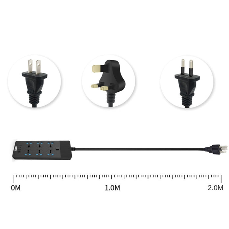 TB-T12 3000W 2m 4-USB Ports + 6-Jacks Multifunctional Flame-Retardant Socket With Switch(UK Plug) - free shipping - PMC TechLife - Order now!
