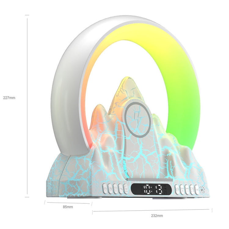 Flame Mountain Ambient Light Wireless Charger Smart Alarm Clock Bluetooth Speaker with Wake-up Function(White) - Wireless Charger by PMC Jewellery | Online Shopping South Africa | PMC Jewellery | Buy Now Pay Later Mobicred