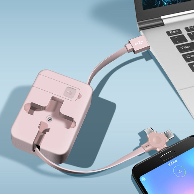 5-In-1 Telescopic Multifunctional Charging Cable Phone Bracket Function With Makeup Mirror(Pink) - Multifunction Cable by PMC Jewellery | Online Shopping South Africa | PMC Jewellery | Buy Now Pay Later Mobicred