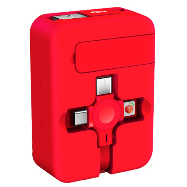 5-In-1 Telescopic Multifunctional Charging Cable Phone Bracket Function With Makeup Mirror(Pink) - Multifunction Cable by PMC Jewellery | Online Shopping South Africa | PMC Jewellery | Buy Now Pay Later Mobicred