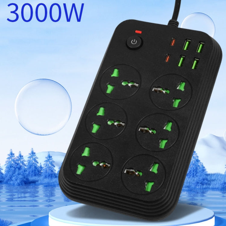 T24 2m 3000W 6 Plugs + PD + 4-USB Ports Multifunctional Flame-Retardant Socket With Switch(UK Plug) - free shipping - PMC TechLife - Order now!