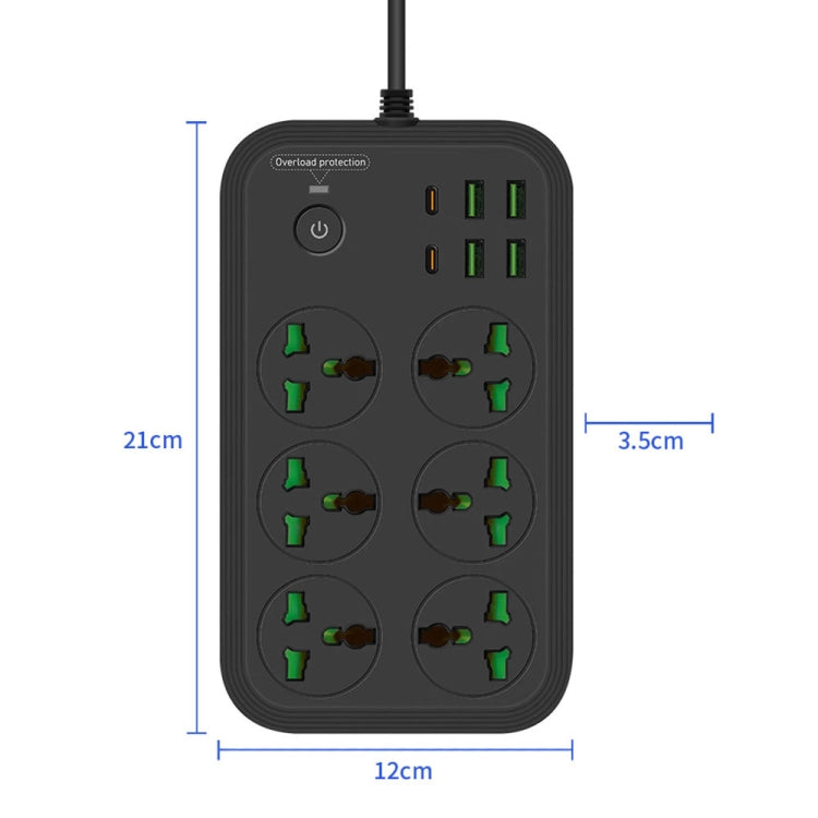 T24 2m 3000W 6 Plugs + PD + 4-USB Ports Multifunctional Flame-Retardant Socket With Switch(UK Plug) - free shipping - PMC TechLife - Order now!