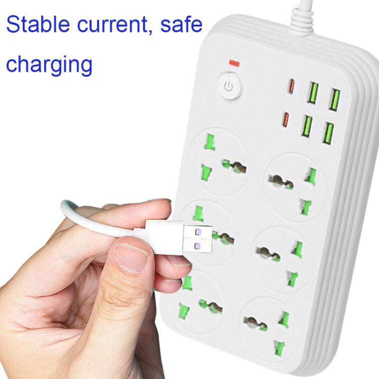 T24 2m 3000W 6 Plugs + PD + 4-USB Ports Multifunctional Flame-Retardant Socket With Switch(UK Plug) - free shipping - PMC TechLife - Order now!
