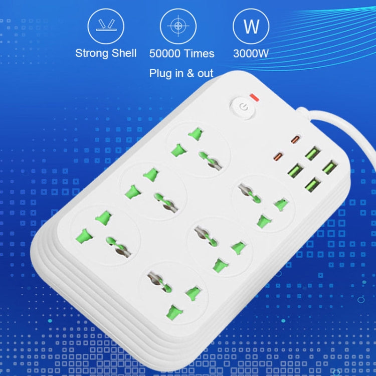 T24 2m 3000W 6 Plugs + PD + 4-USB Ports Multifunctional Flame-Retardant Socket With Switch(UK Plug) - free shipping - PMC TechLife - Order now!