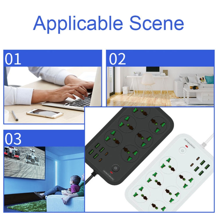 T24 2m 3000W 6 Plugs + PD + 4-USB Ports Multifunctional Flame-Retardant Socket With Switch(UK Plug) - free shipping - PMC TechLife - Order now!