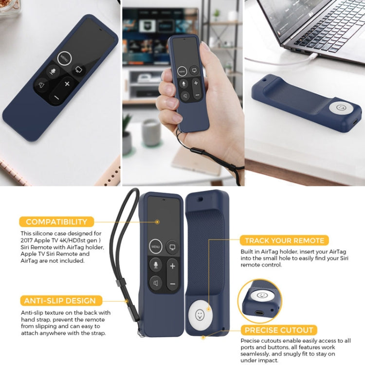 For Apple TV HD / 4K+AirTag AhaStyle PT157 Remote Control Tracker 2 In 1 Silicone Protective Cover(Midnight Blue) - Remote Control Covers by AhaStyle | Online Shopping South Africa | PMC TechLife | Buy Now Pay Later Mobicred