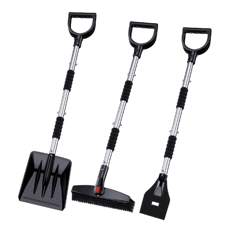 3-in-1 Car Snow Shovel Brush Kit Stainless Steel Retractable Ice Scraper(Black) - Ice Scraper by PMC TechLife | Online Shopping South Africa | PMC TechLife | Buy Now Pay Later Mobicred