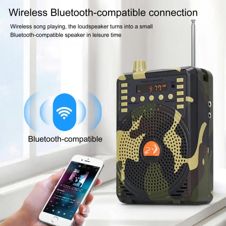 48W Wireless Bluetooth Voice Amplifier with Remote Control Supports USB/TF Card Playback UK Plug(Camouflage) - Midrange Speaker & Frequency Divider by PMC TechLife | Online Shopping South Africa | PMC TechLife | Buy Now Pay Later Mobicred