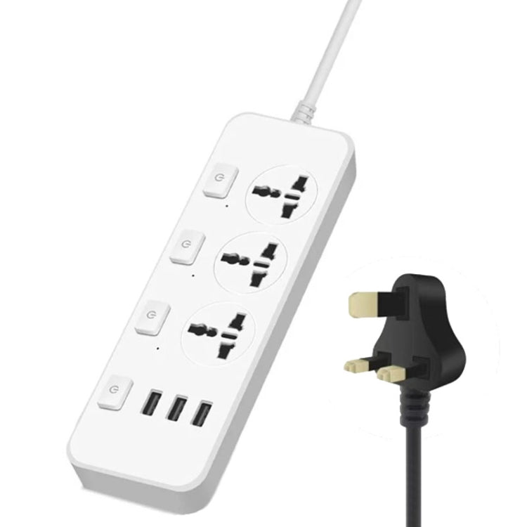 T14 2m 2500W 3 Plugs + 3-USB Ports Multifunctional Socket With Switch, Specification: UK Plug (White) - Extension Socket by PMC TechLife | Online Shopping South Africa | PMC TechLife | Buy Now Pay Later Mobicred