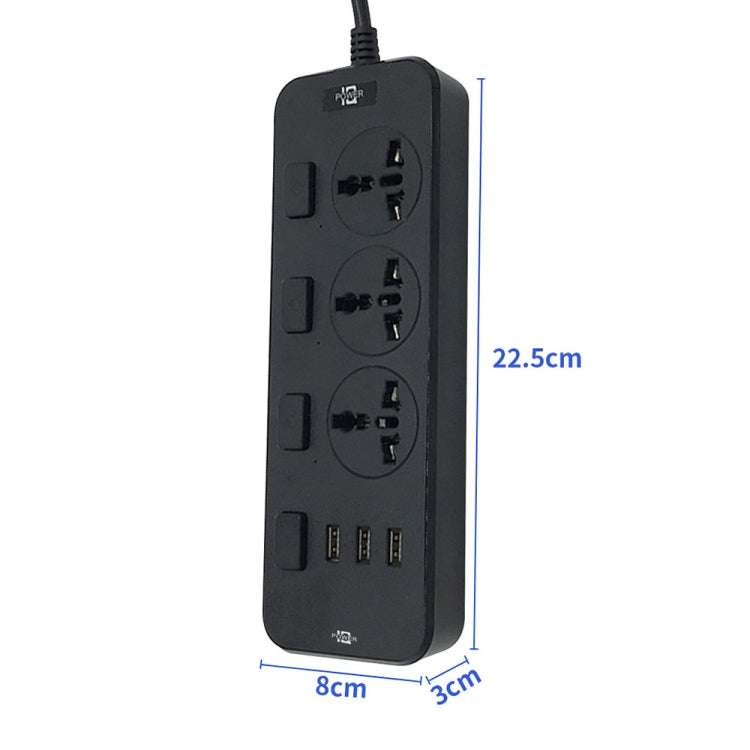T14 2m 2500W 3 Plugs + 3-USB Ports Multifunctional Socket With Switch, Specification: EU Plug (White) - Extension Socket by PMC TechLife | Online Shopping South Africa | PMC TechLife | Buy Now Pay Later Mobicred
