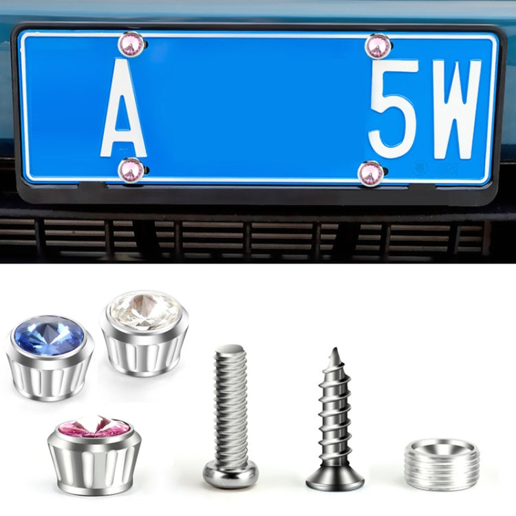 Licence Plate Frame Rhinestone Anti-theft Fixing Nut Cover(Pink Diamond) - free shipping - PMC TechLife - Order now!
