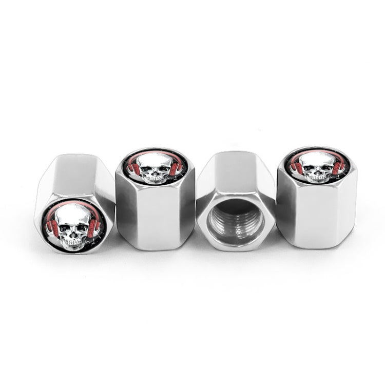 4pcs /Set Headset Skeleton Metal Tire Valve Caps Automobile Universal Modified Valve Covers(Silver) - free shipping - PMC TechLife - Order now!