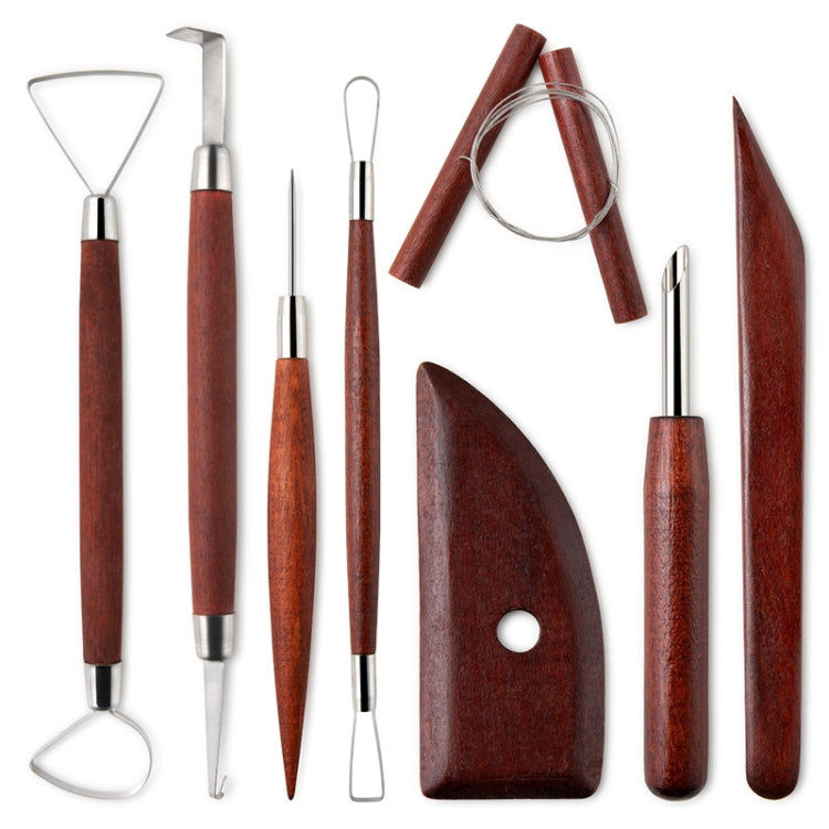 8-in-1 Wooden Handle Pottery Clay Tool set Ceramic Trimming Carving Knife(SF008) - Burin &Cutting Knife by PMC TechLife | Online Shopping South Africa | PMC TechLife