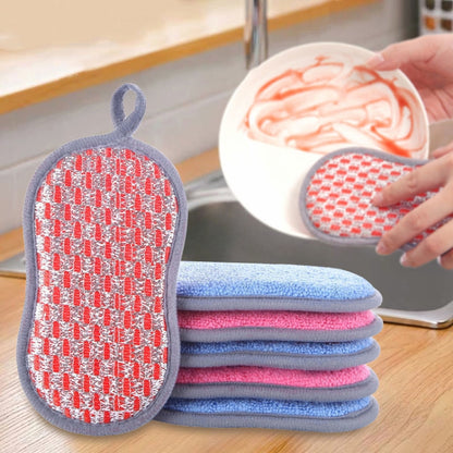 5pcs Double-sided Absorbent Kitchen Dishwashing Sponge Multifunctional Cleaning Rag, Style: Gray - Cleaning Tools by PMC Jewellery | Online Shopping South Africa | PMC Jewellery | Buy Now Pay Later Mobicred