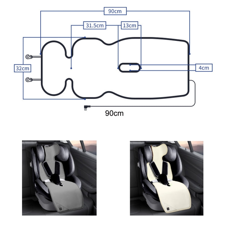 Car USB Heated Seat Cushion Winter Plush Child Seat Pad, Size: 90x32cm(Beige) - Seat Accessories by PMC TechLife | Online Shopping South Africa | PMC TechLife | Buy Now Pay Later Mobicred