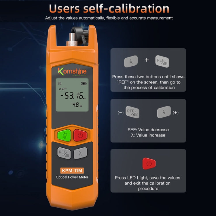 Komshine High Precision Optical Power Meter Mini Fiber Optic Light Attenuation Tester With LED, Specification: A-L/-70dBM to +6DBM - Fiber Optic Test Pen by Komshine | Online Shopping South Africa | PMC Jewellery | Buy Now Pay Later Mobicred