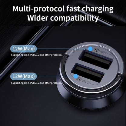 ROMOSS 24W Dual USB Port Car Charger With LED Indicator(Silver) - Car Charger by ROMOSS | Online Shopping South Africa | PMC Jewellery | Buy Now Pay Later Mobicred