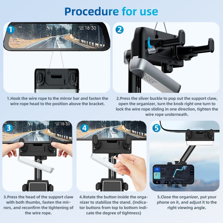 Car Rearview Mirror Phone Holder 360 Degree Rotation Smartphones Stand(Black) - Car Holders by PMC TechLife | Online Shopping South Africa | PMC TechLife | Buy Now Pay Later Mobicred