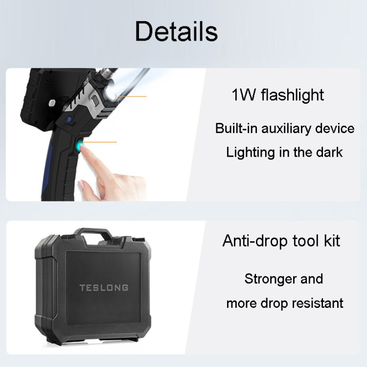 Teslong NTS300 5 Inch HD Large Screen Industrial Inspection Borescope Auto Repair Tools, Specification: 7.6mm-1M - free shipping - PMC TechLife - Order now!