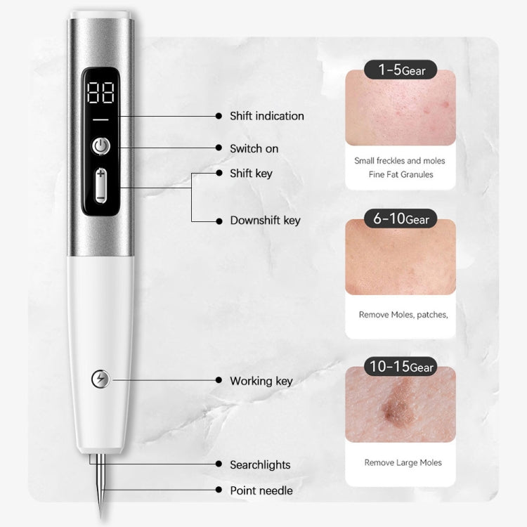 15 Gears Rechargeable Mole Spotting Pen Laser Beauty Instrument Spot Removal Magic Tool(Silver) - free shipping - PMC TechLife - Order now!