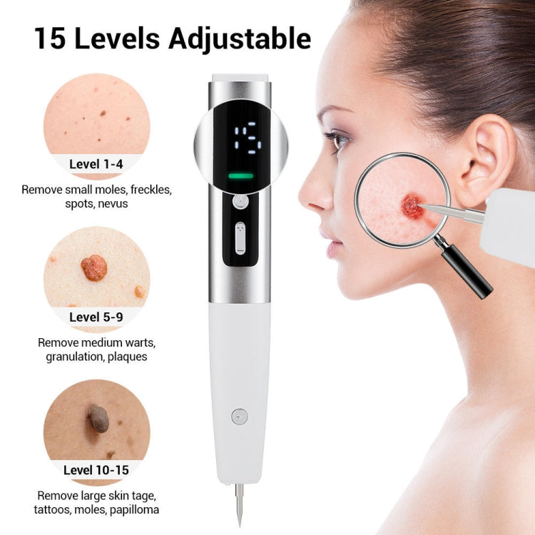 15 Gears Rechargeable Mole Spotting Pen Laser Beauty Instrument Spot Removal Magic Tool(Silver) - free shipping - PMC TechLife - Order now!