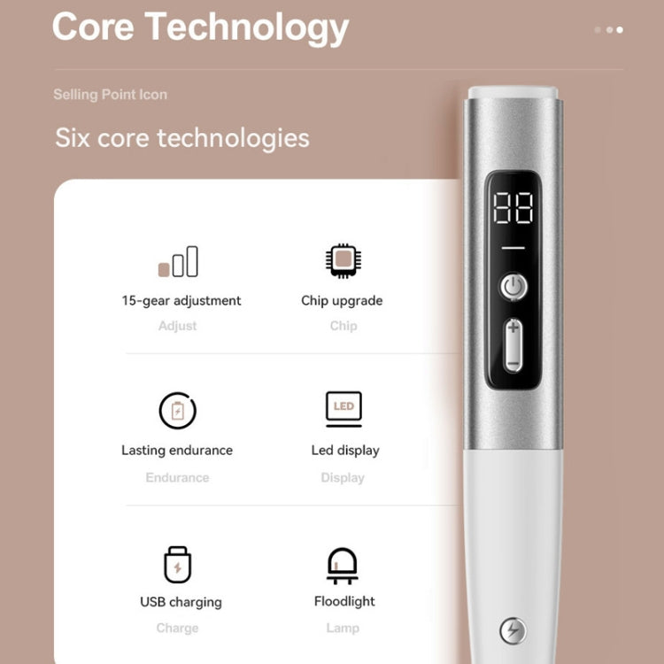 15 Gears Rechargeable Mole Spotting Pen Laser Beauty Instrument Spot Removal Magic Tool(Silver) - free shipping - PMC TechLife - Order now!