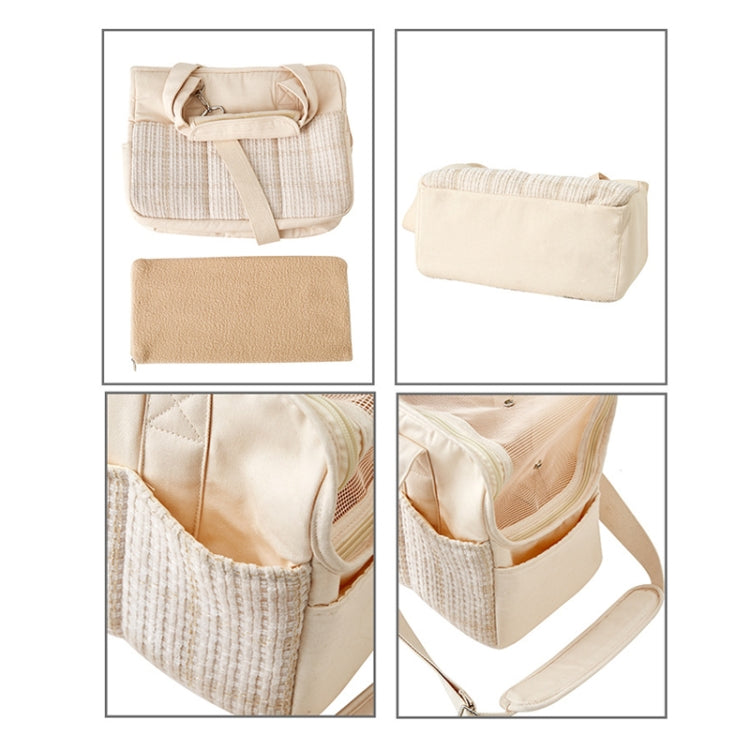 Portable Cotton Canvas Outing Shoulder Cat Bag(Beige) - Pet Bags by PMC TechLife | Online Shopping South Africa | PMC TechLife | Buy Now Pay Later Mobicred