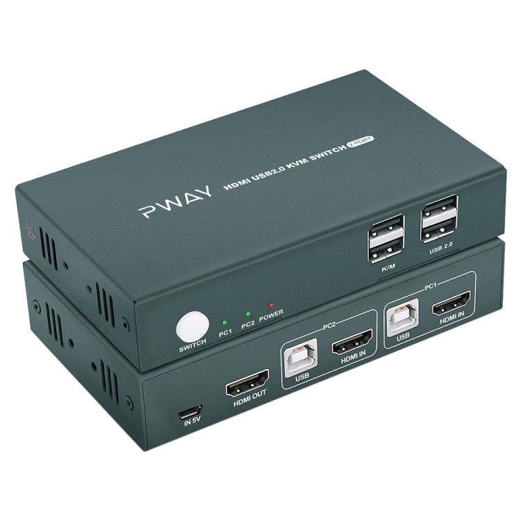 PWAY PW-S7201H 2 In 1 Out HDMI KVM Switch 4K HD Video Screen Cutter - Switch by PWAY | Online Shopping South Africa | PMC Jewellery | Buy Now Pay Later Mobicred