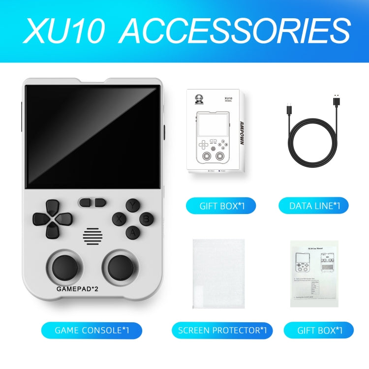 AMPOWN XU10 Handheld Game Console 3.5-Inch IPS Screen Linux System Portable Video Arcade 64G(White) - free shipping - PMC Jewellery - Order now!