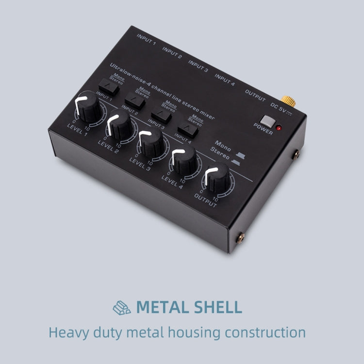 Ultra-compact 4 Channel Stereo Sound Low-noise Mixer For Recording Live Broadcasting, US Plug(MAX400) - Live Sound Effects Processors by PMC TechLife | Online Shopping South Africa | PMC TechLife | Buy Now Pay Later Mobicred