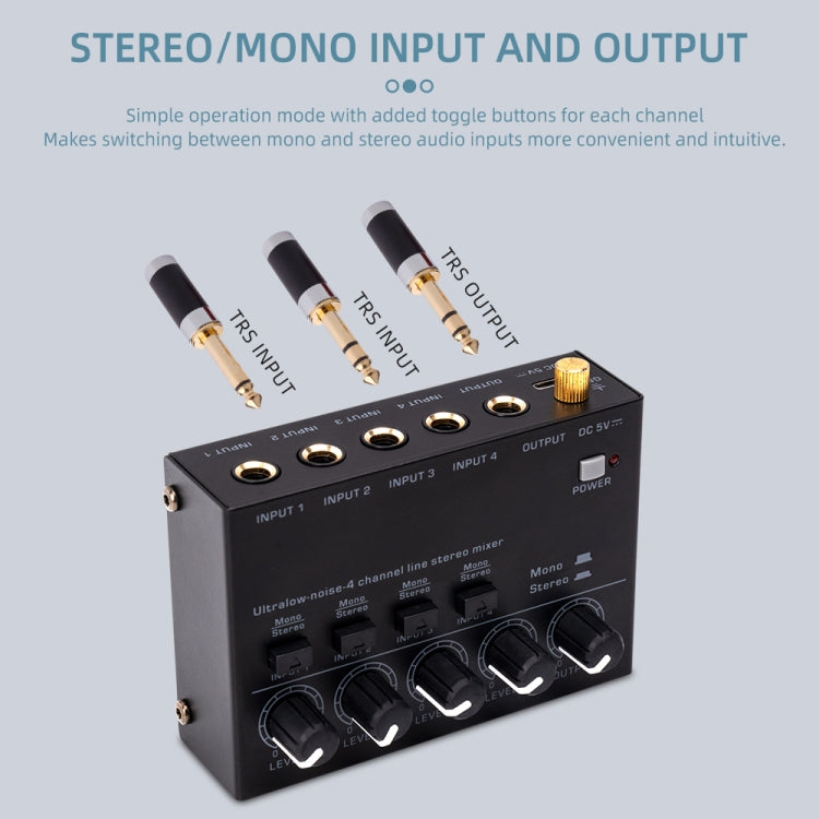 Ultra-compact 4 Channel Stereo Sound Low-noise Mixer For Recording Live Broadcasting, US Plug(MAX400) - Live Sound Effects Processors by PMC Jewellery | Online Shopping South Africa | PMC Jewellery | Buy Now Pay Later Mobicred