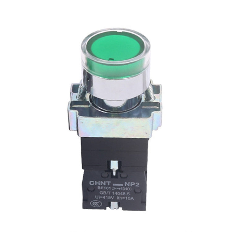 CHINT NP2-BW3363/220V 2 NO Pushbutton Switches With LED Light Silver Alloy Contact Push Button (Green) - Car Switches by PMC TechLife | Online Shopping South Africa | PMC TechLife | Buy Now Pay Later Mobicred