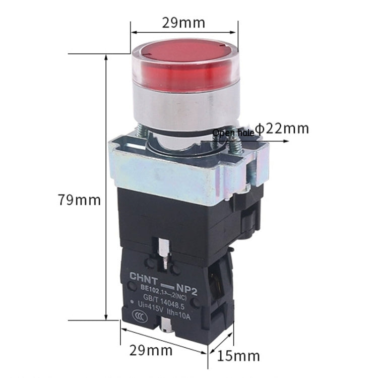 CHINT NP2-BW3361/24V 1 NO Pushbutton Switches With LED Light Silver Alloy Contact Push Button (Green) - Car Switches by PMC TechLife | Online Shopping South Africa | PMC TechLife | Buy Now Pay Later Mobicred