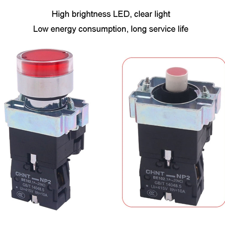 CHINT NP2-BW3361/24V 1 NO Pushbutton Switches With LED Light Silver Alloy Contact Push Button (Green) - Car Switches by PMC TechLife | Online Shopping South Africa | PMC TechLife | Buy Now Pay Later Mobicred