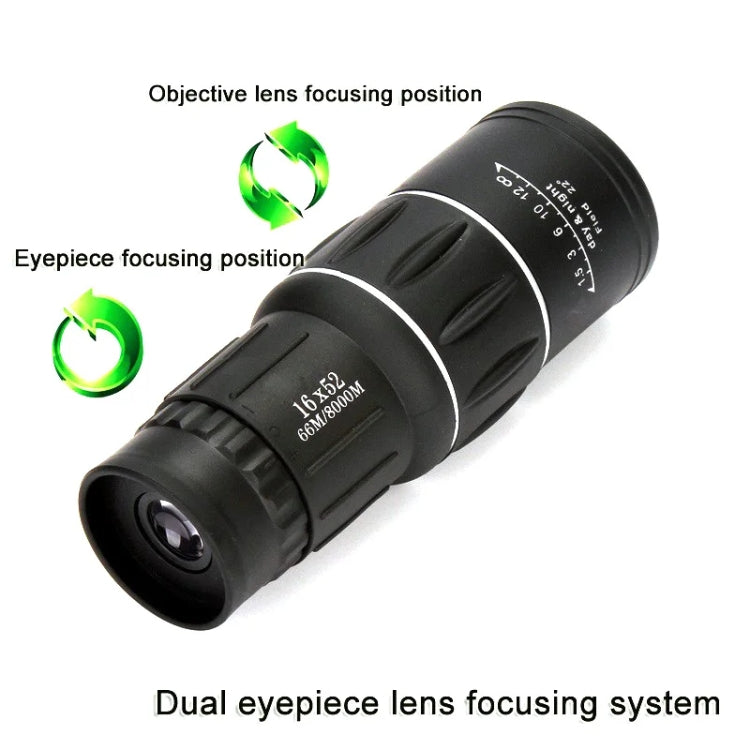 16x52 High Definition Outdoor Bird Viewing Monocular Telescope, Spec: with Clip+Tripod - Monocular Binoculars by PMC TechLife | Online Shopping South Africa | PMC TechLife