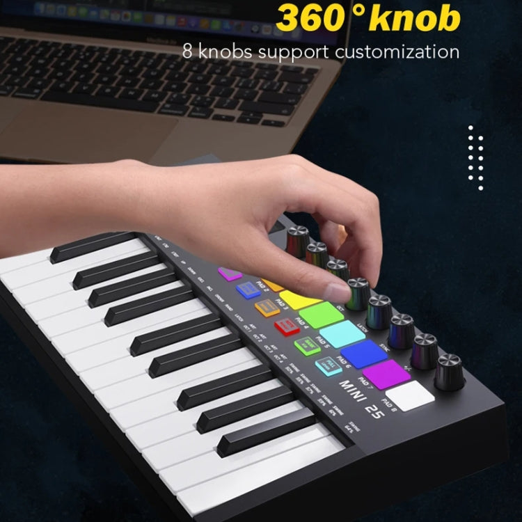 MD02 25 Key USB Keyboard And Drum Pad MIDI Controller Keyboard Piano(Black) - Keyboard Instruments Accessories by PMC Jewellery | Online Shopping South Africa | PMC Jewellery | Buy Now Pay Later Mobicred