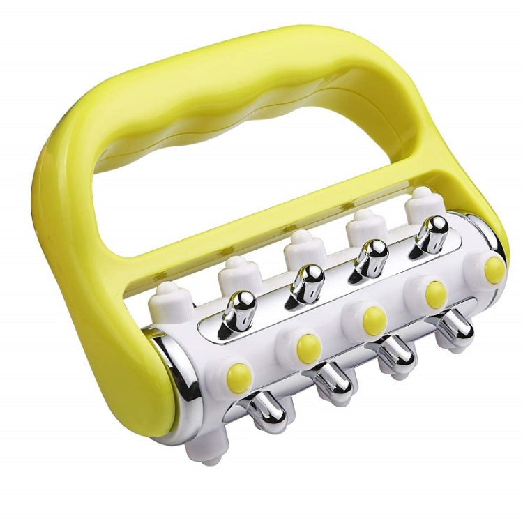 Handheld Curved Five-row Iron Column Roller Soothing Massager(Yellow) - free shipping - PMC TechLife - Order now!