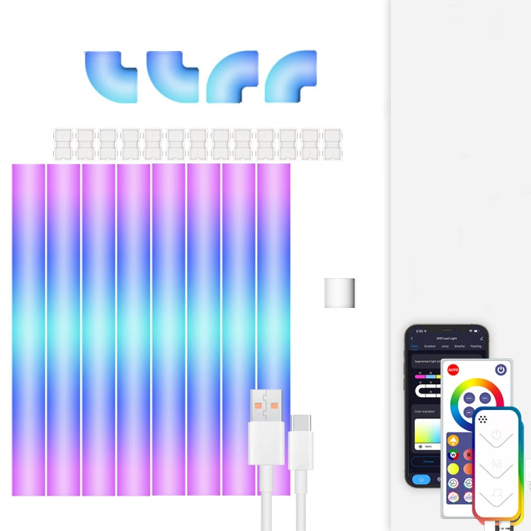 8pcs+4 Corners WiFi  12V RGBIC Splicing Wall Light Intelligent Remote Control Indoor Decorative Ambient Lights(UK Plug) - Novelty Lighting by PMC TechLife | Online Shopping South Africa | PMC TechLife | Buy Now Pay Later Mobicred