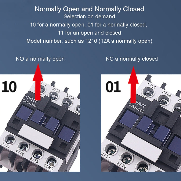 CHNT CJX2-1201 12A 220V Silver Alloy Contacts Multi-Purpose Single-Phase AC Contactor - Relays by CHNT | Online Shopping South Africa | PMC TechLife | Buy Now Pay Later Mobicred